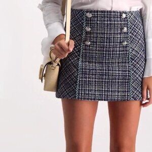 NWT Veronica Beard navy blue plaid mini skirt, 8